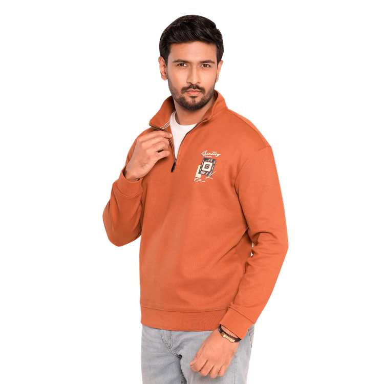 Quarter Zip Sweat Shirt (Brick) 2