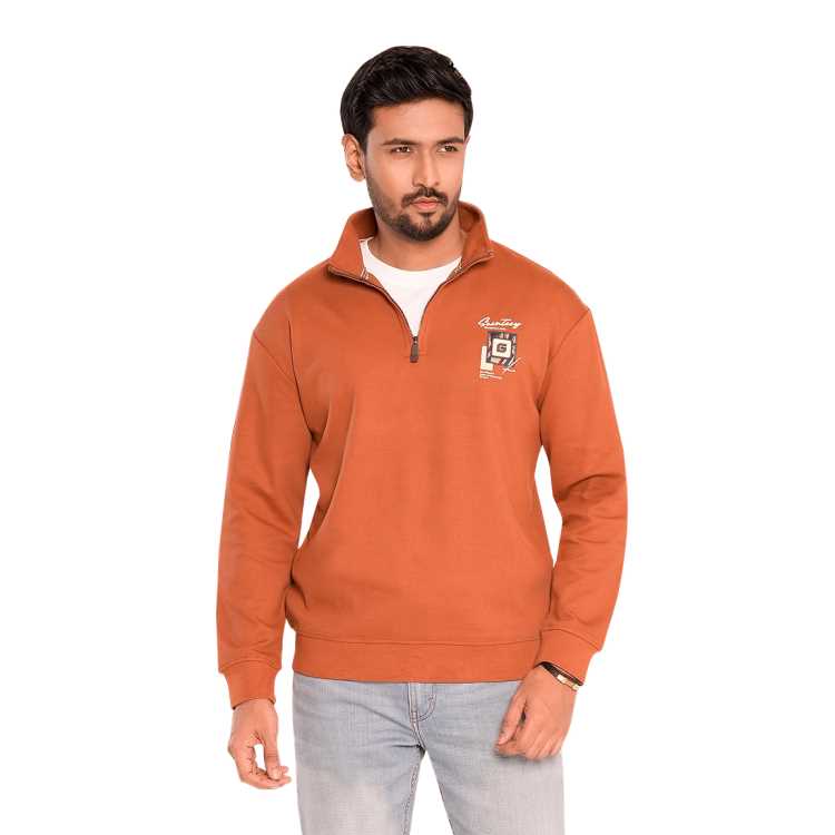 Quarter Zip Sweat Shirt (Brick) 1