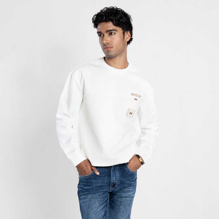 Pure Cotton Sweat Shirt  (Cream White) 2