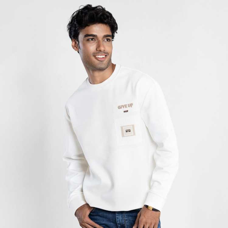 Pure Cotton Sweat Shirt  (Cream White) 1