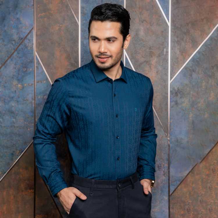 Premium Jacquard Fabric Slim Fit Full Shirt 1