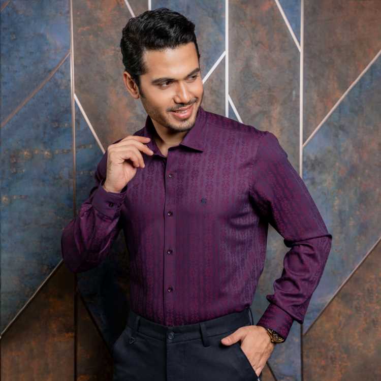 Premium Jacquard Fabric Slim Fit Full Shirt 2