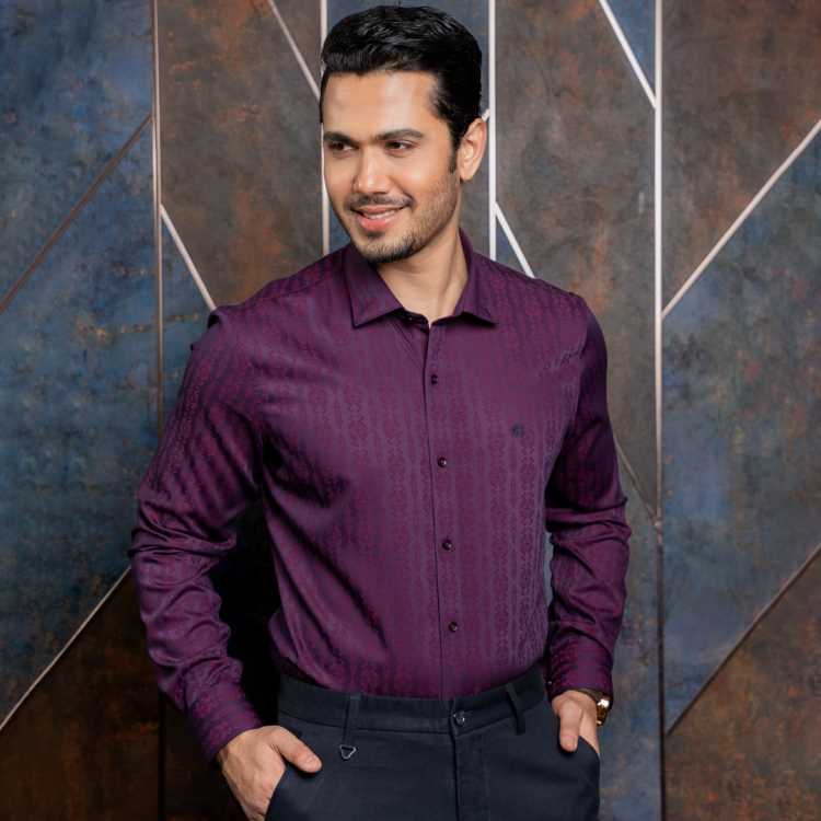 Premium Jacquard Fabric Slim Fit Full Shirt 1