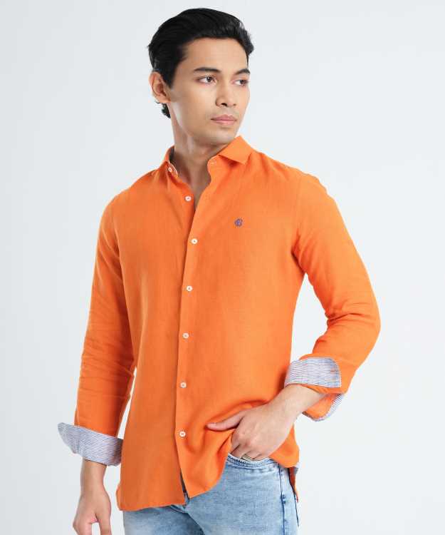 Remi Cotton Orange Slim Fit Full Shirt 2