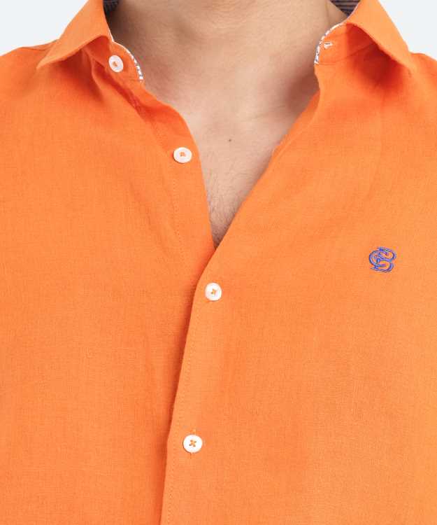 Remi Cotton Orange Slim Fit Full Shirt 3