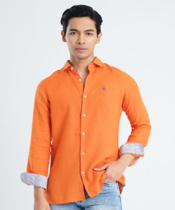 Remi Cotton Orange Slim Fit Full Shirt 1
